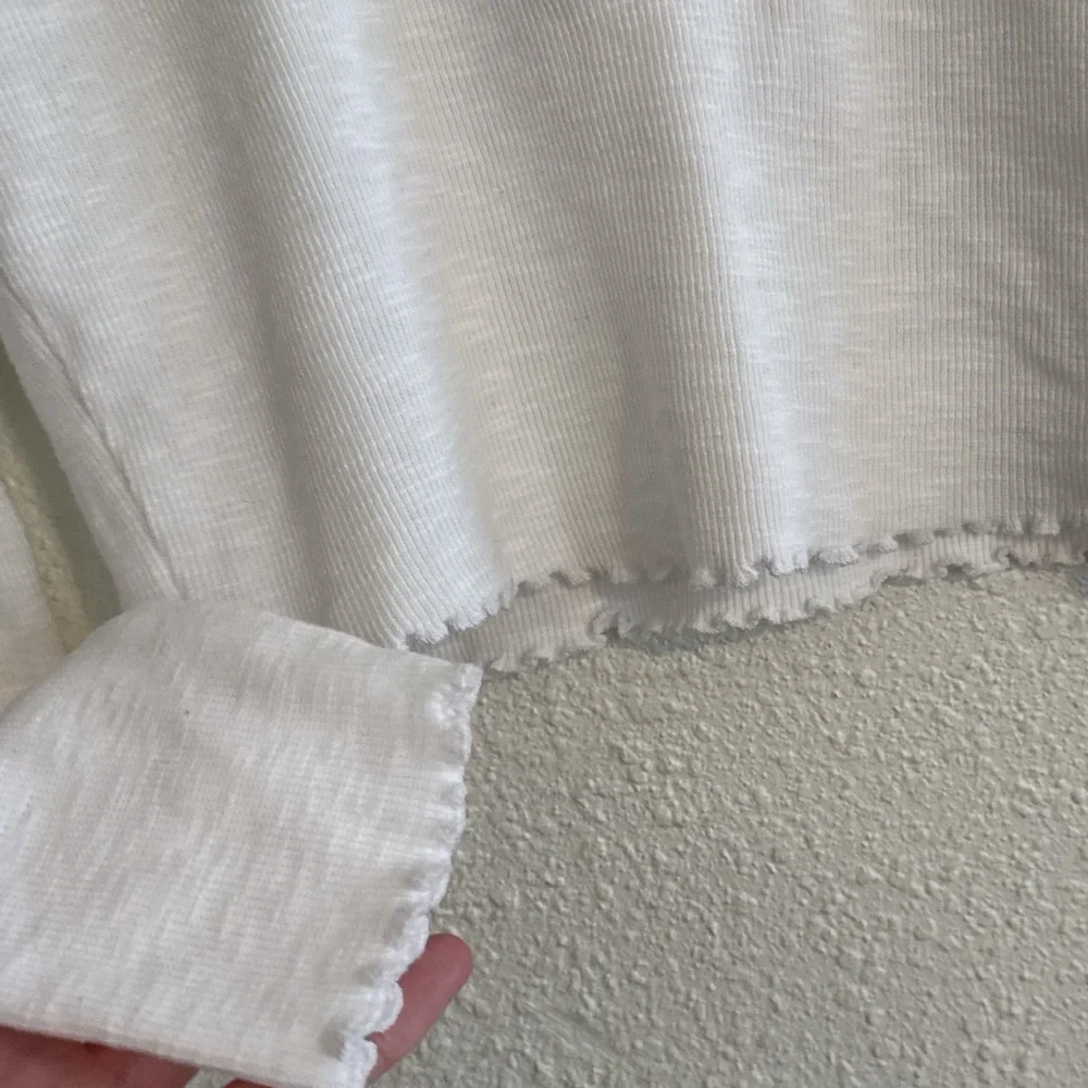 ASOS Scoop Neck Cropped Henley Long Sleeve Top - Picture 7 of 8